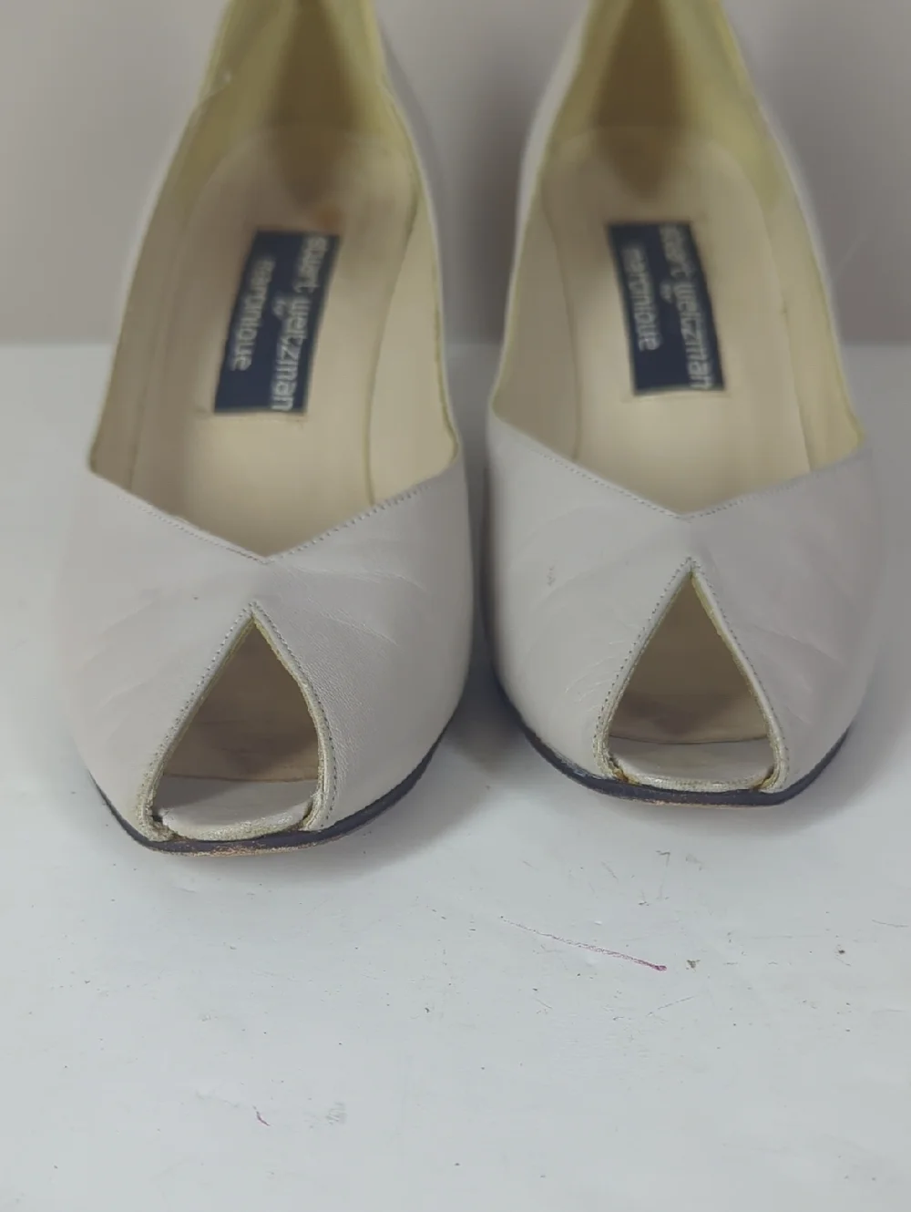 Vintage Stuart Weitzman Heels 8 Leather Sculptural Heel Minimalis - Picture 5 of 9